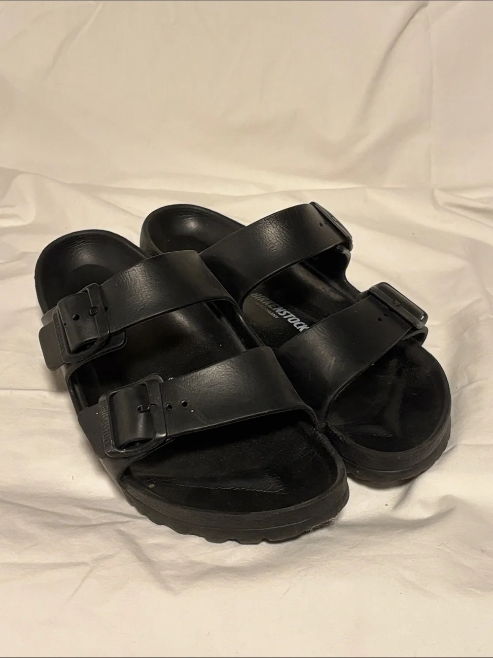 Birkenstock Men's Black Two-Strap Adjustable Slide Sandals